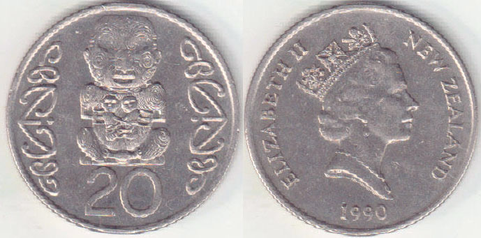 1990 New Zealand 20 Cents A008070